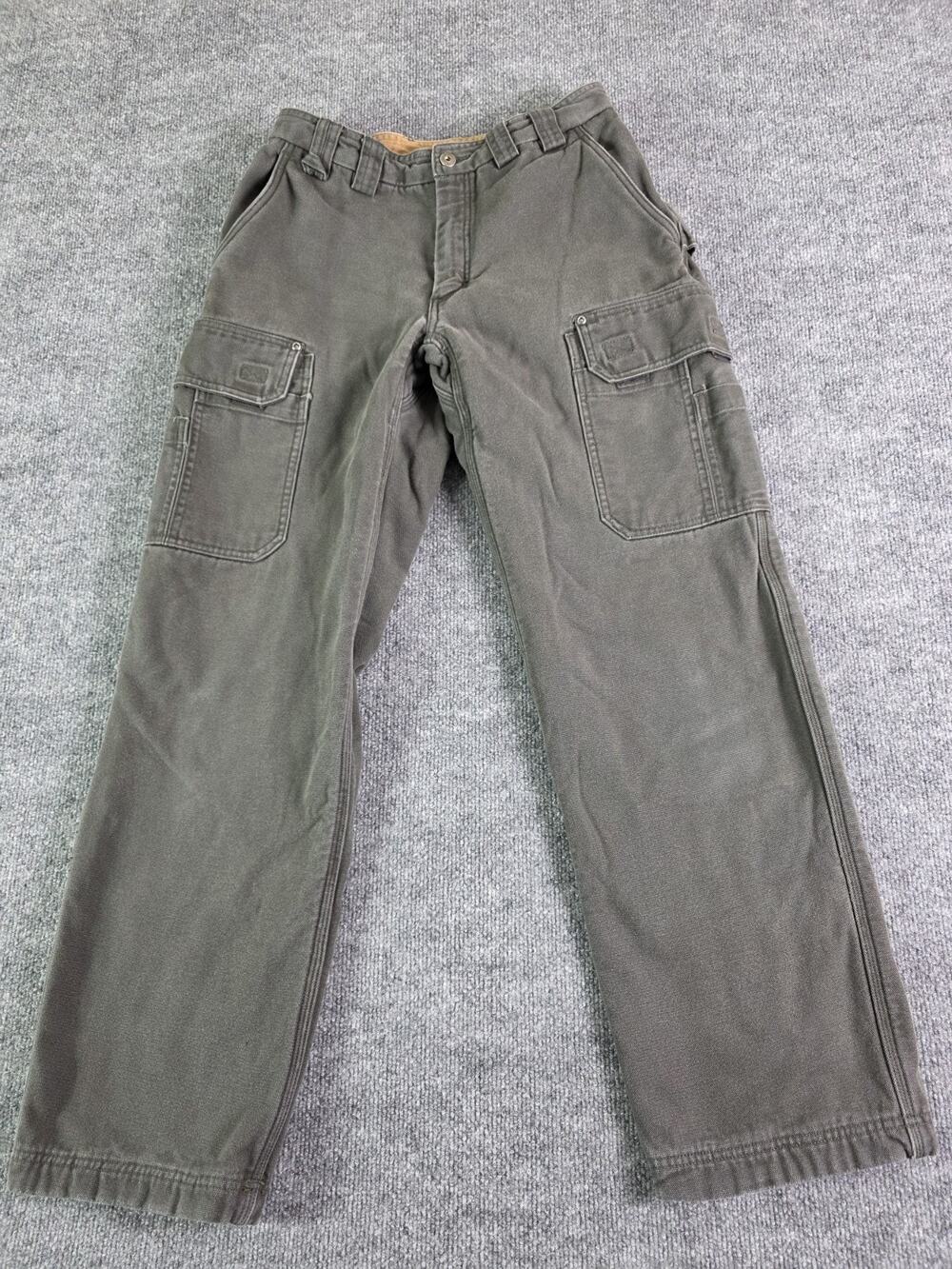 Duluth Trading Pants Mens 34x32 Gray Fleece Lined Canvas Work Heavyweight Grey